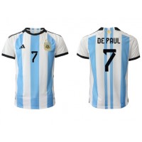 Camisa de Futebol Argentina Rodrigo de Paul #7 Equipamento Principal Mundo 2022 Manga Curta